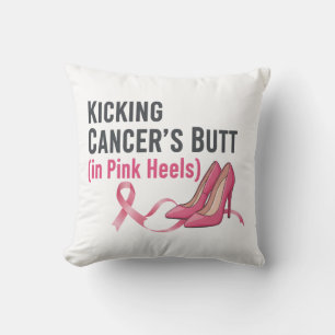 Kicking Cancer’s Butt in Pink Heels Sassy Survivor Cushion