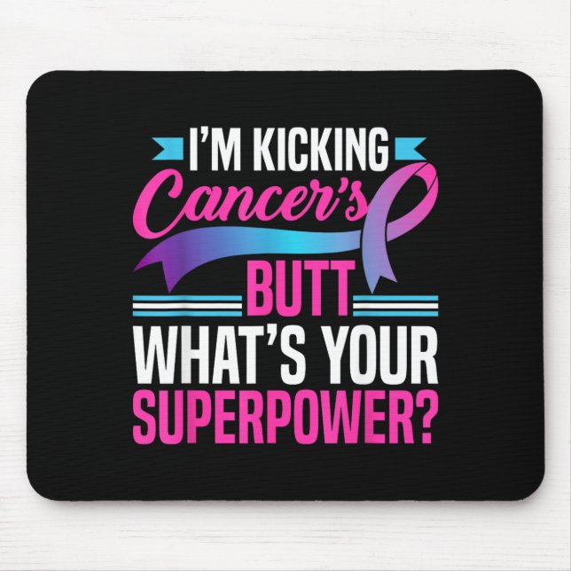 Kicking Cancers Butt Superwer Thyroid Cancer Mouse Pad (Front)