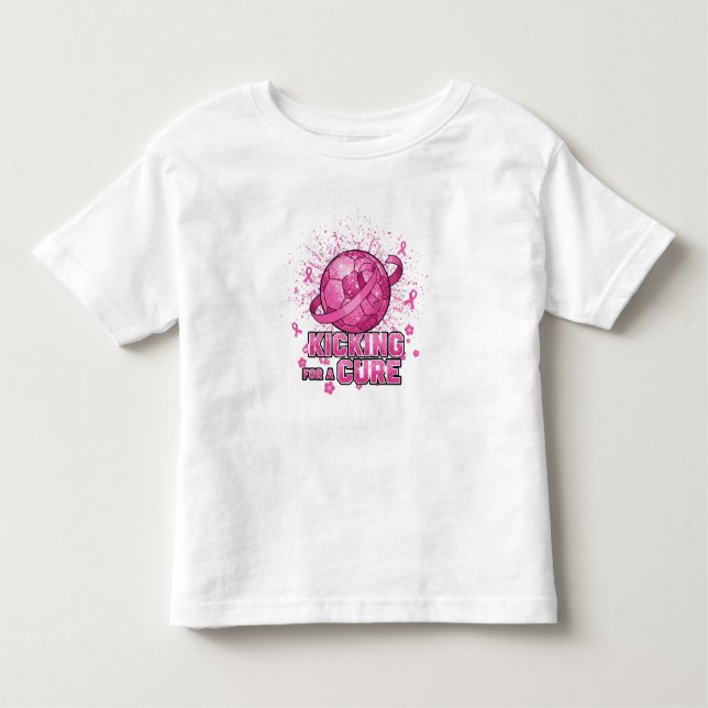 Kicking for a Cure – Pink Soccer Breast Cancer Awa Toddler T-Shirt (Front)