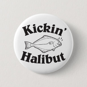 Kicking Halibut 6 Cm Round Badge