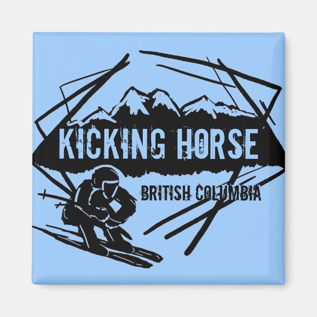 Kicking Horse British Columbia blue ski magnet (Front)