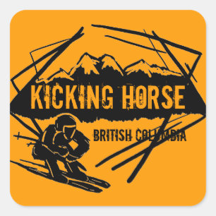 Kicking Horse British Columbia orange ski sticker