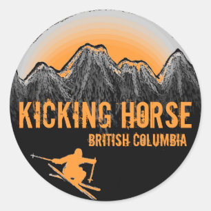 Kicking Horse British Columbia orange ski stickers