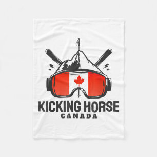 Kicking horse canada ski retro skiing  fleece blanket