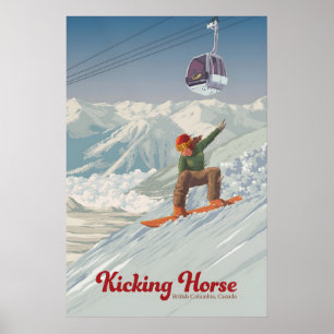 Kicking Horse Canada Snowboarding Travel Poster