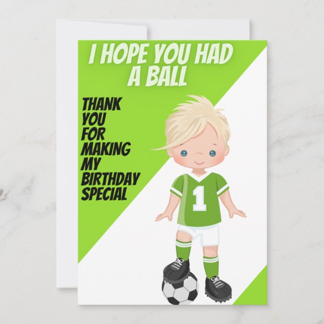 Kicking It 1 Thank You Card (Front)