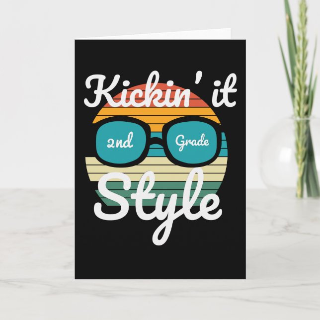 Kicking It 2nd Grade Style Back To School Kids Card (Front)