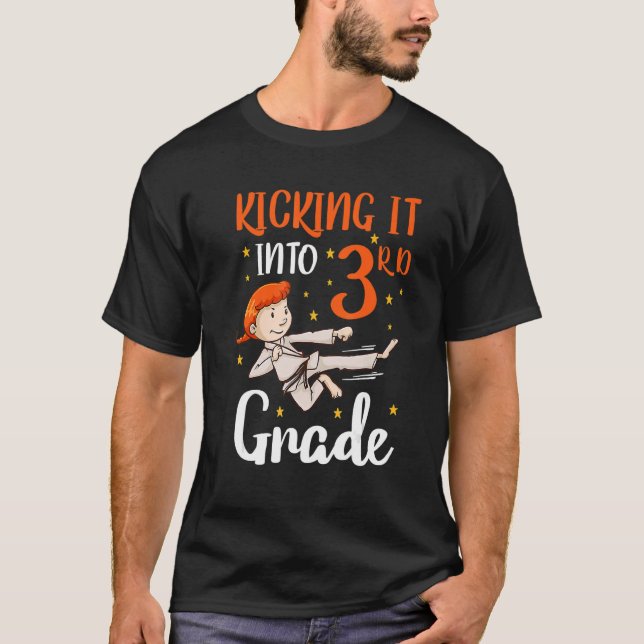 Kicking It 3rd Grade Tae Kwon Do Girl Back To Scho T-Shirt (Front)