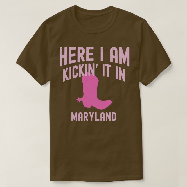 Kicking It In Maryland Cowgirl Western Rodeo Boots T-Shirt (Design Front)