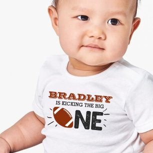 Kicking The Big One   Football 1st Birthday Baby T-Shirt