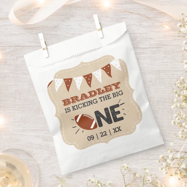 Kicking The Big One | Football 1st Birthday Favour Bag (Clipped)