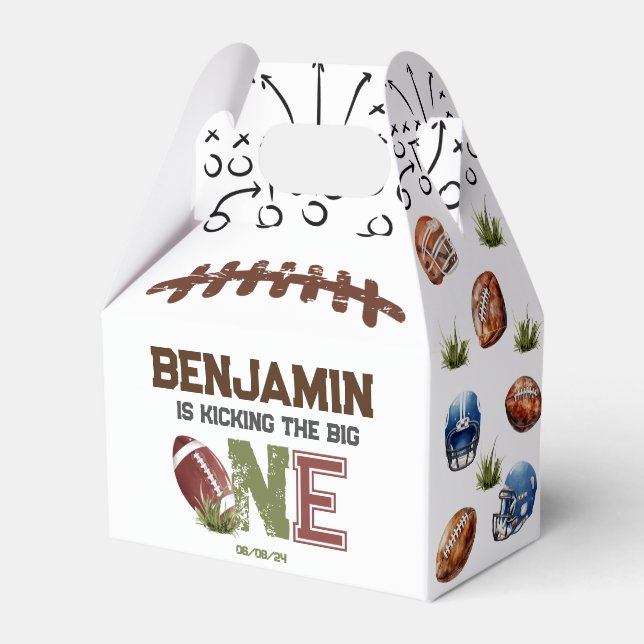 Kicking The Big One Football 1st Birthday Favour Favour Box (Front Side)