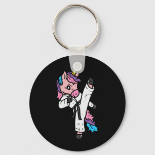 Kicking Unicorn Martial Art Cute Karate Taekwondo Key Ring