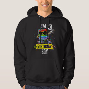 Kid 3 Year Old Cool 3rd Birthday Boy Pop It Dab Hoodie