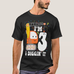 Kid 3rd Birthday Construction Excavator I'm 3 And T-Shirt