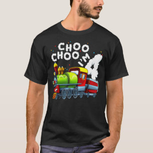 Kid 4th Birthday Train Boy 4 Year Old Train Birthd T-Shirt