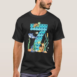 Kid 7th Birthday Sea Fish Ocean Animals Aquarium 7 T-Shirt