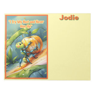 Kid Affirmation: "I Try My Best and Never Give Up" Notepad