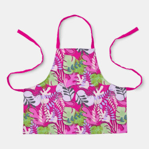 Kid Apron : Abstract Leaves (fuchsia)