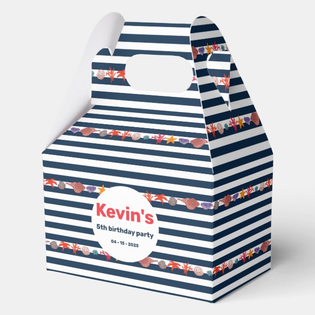 Kid Birthday Timeless navy with sailor stripes Favour Box (Front)