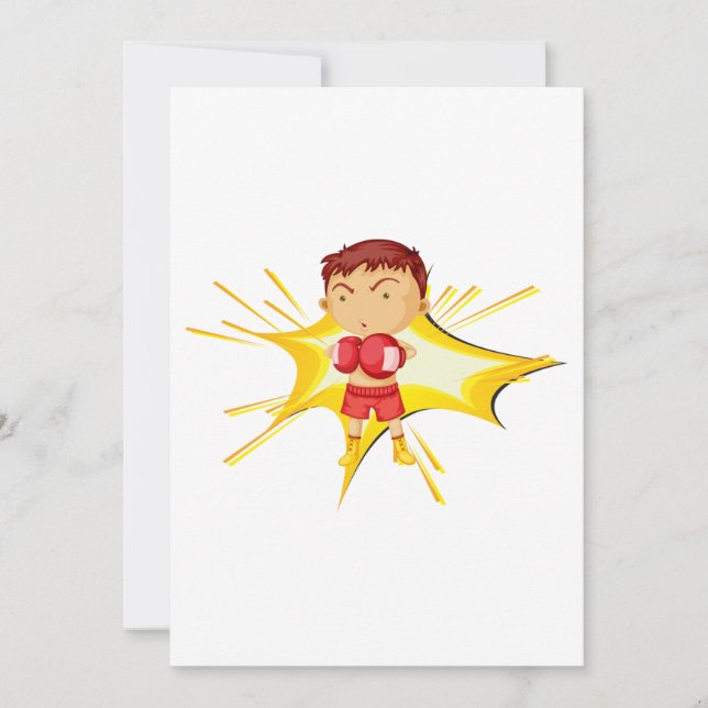 Kid Boxer in Red Gloves and Shorts Invitation (Front)