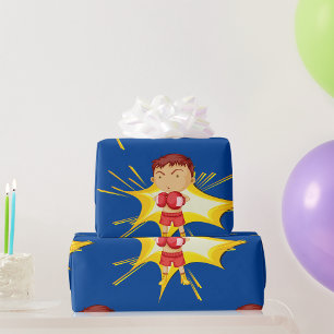 Kid Boxer in Red Gloves and Shorts Wrapping Paper