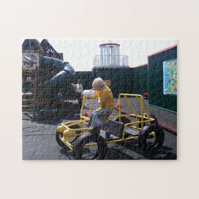 Kid Climbing on Playground Jeep Puzzle (Horizontal)