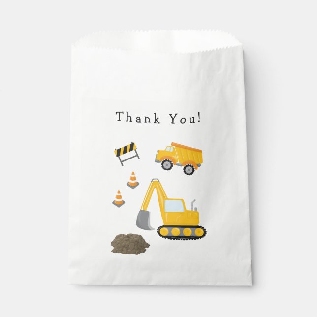 Kid Construction Birthday Party Thank You Favour Bag (Front)