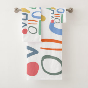 Kid drawing colourful lines bath towel set