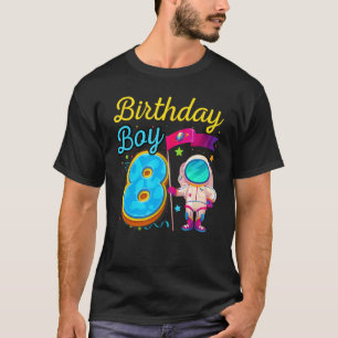 Kid Eight 8th Birthday Moon-Space Astronaut-Galaxy T-Shirt