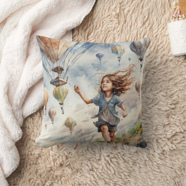 kid flying kites cushion (Blanket)