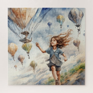 kid flying kites jigsaw puzzle