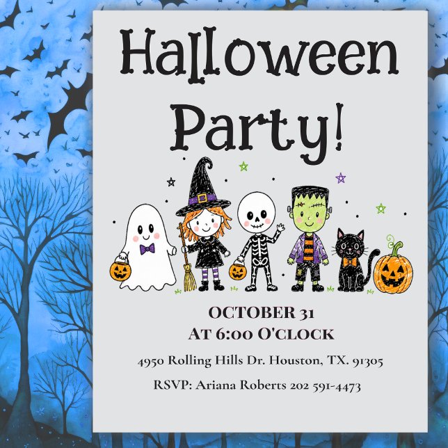 Kid Friendly Characters Halloween Party Invitation (Creator Uploaded)