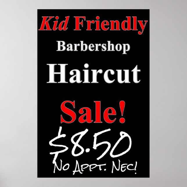 Kid Friendly Haircut Sale Beauty Salon Poster (Front)