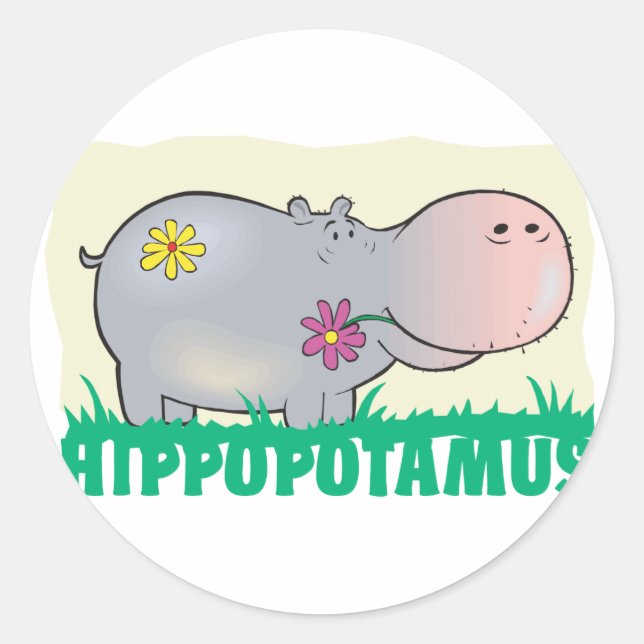 Kid Friendly Hippopotamus Classic Round Sticker (Front)