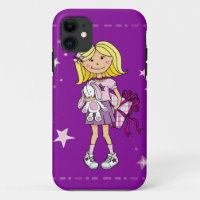 Kid girl cuddles pink purple iphone case