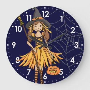 kid girls cute halloween wall clock