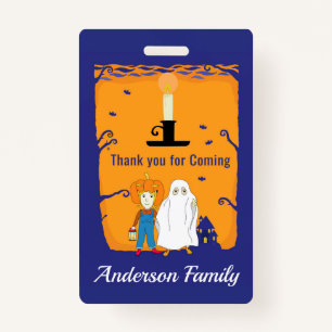 Kid Halloween Birthday Thank you ID Badge