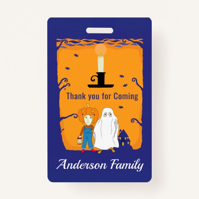 Kid Halloween Birthday Thank you ID Badge (Front)