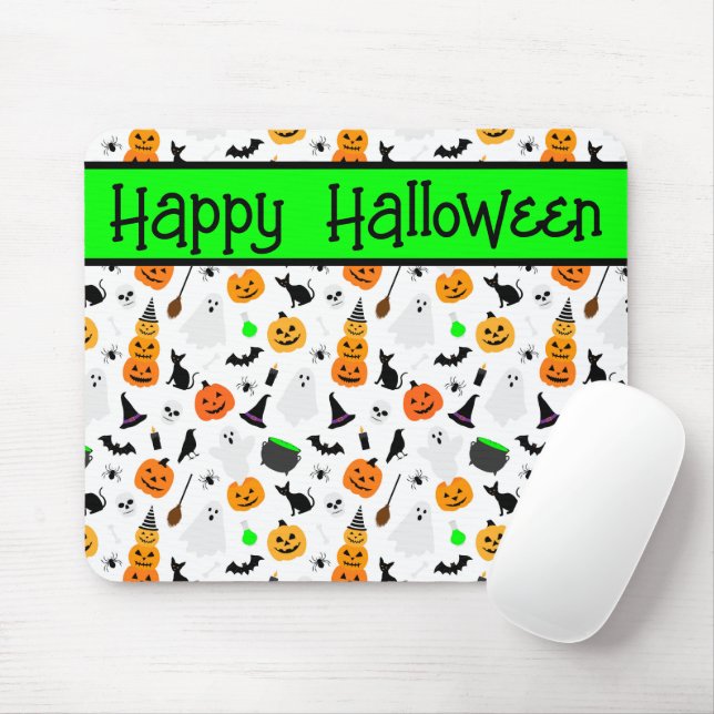 Kid Halloween Ghost Pumpkin Black Cat Personalise  Mouse Pad (With Mouse)