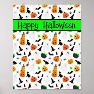 Kid Halloween Ghost Pumpkin Black Cat Personalise  Poster