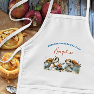 Kid Head Chef Sea Turtles Personalised Kids Apron