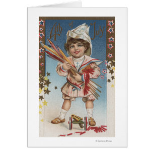 Kid Holding Fireworks and Rockets