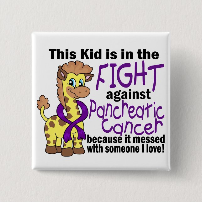 Kid In The Fight Against Pancreatic Cancer 15 Cm Square Badge (Front)