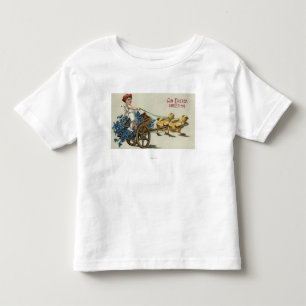 Kid in Toga on Chariot Pulled by Chicks Toddler T-Shirt