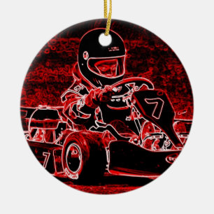 Kid Karts Are RED Hot! Ceramic Ornament