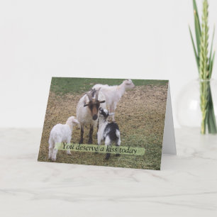 Kid kissing goat card