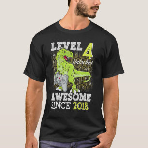 Kid Level 4 Unlocked Awesome 2018 4 Years Old Game T-Shirt