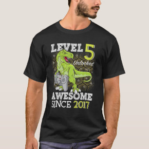 Kid Level 5 Unlocked Awesome 2017 5Years Old Gamer T-Shirt