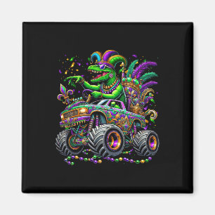 Kid Mardi Gras Grawr Dinosaur Trex Monster Truck T Magnet